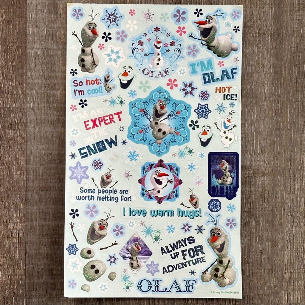 💞 New Disney Frozen Glitter Olaf Scrapbook Craft Stickers